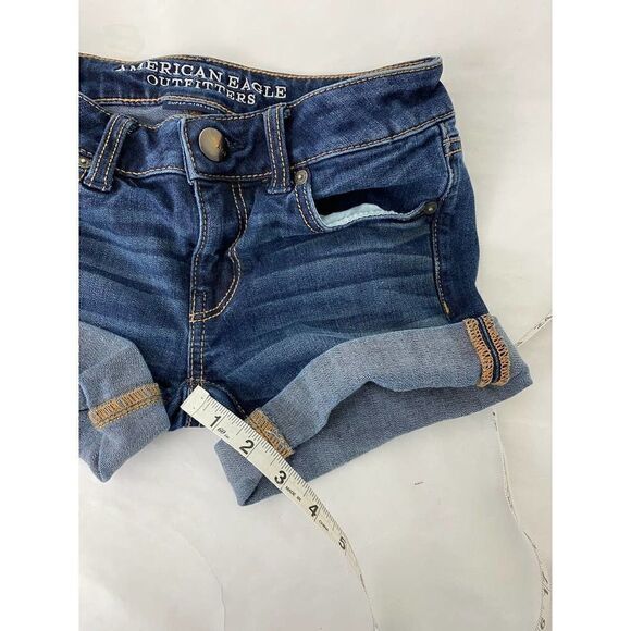 American Eagle Cut-Off Shorts Midi Blue - Size 00 - Picture 3 of 8